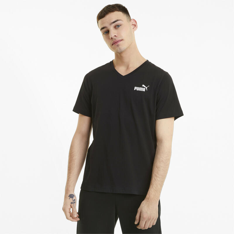 Essentials T-Shirt mit V-Ausschnitt Herren PUMA Black