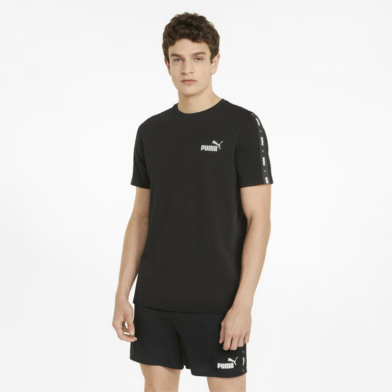 Essentials + T-Shirt mit Logo-Tape Herren PUMA Black