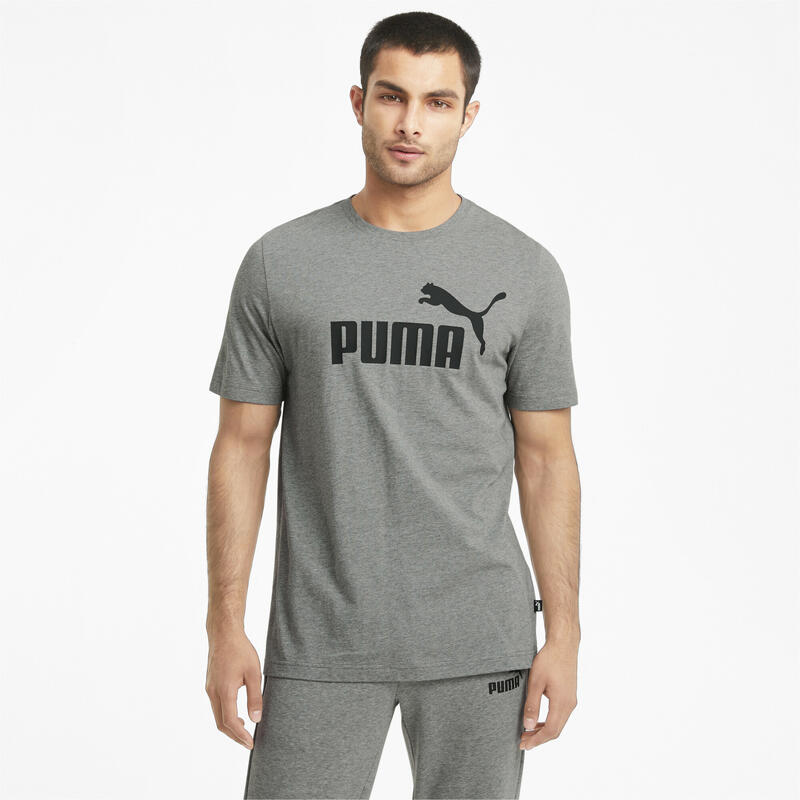 Essentials Logo T-shirt voor heren PUMA Medium Gray Heather