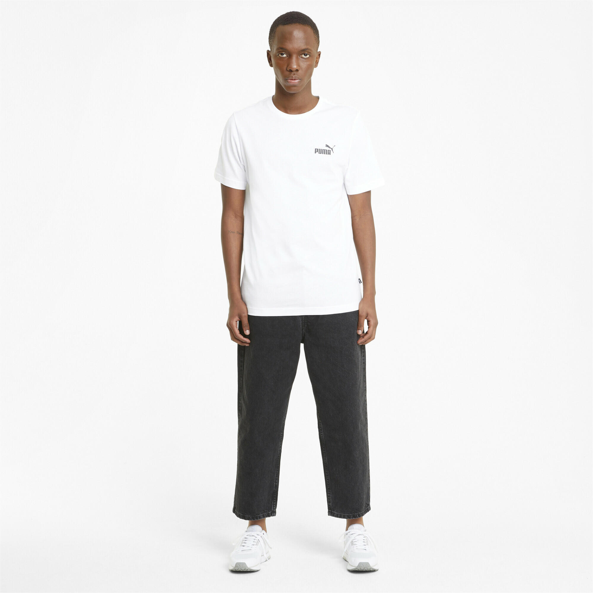 PUMA Mens Essentials Small Logo Tee T-Shirt - White 4/7