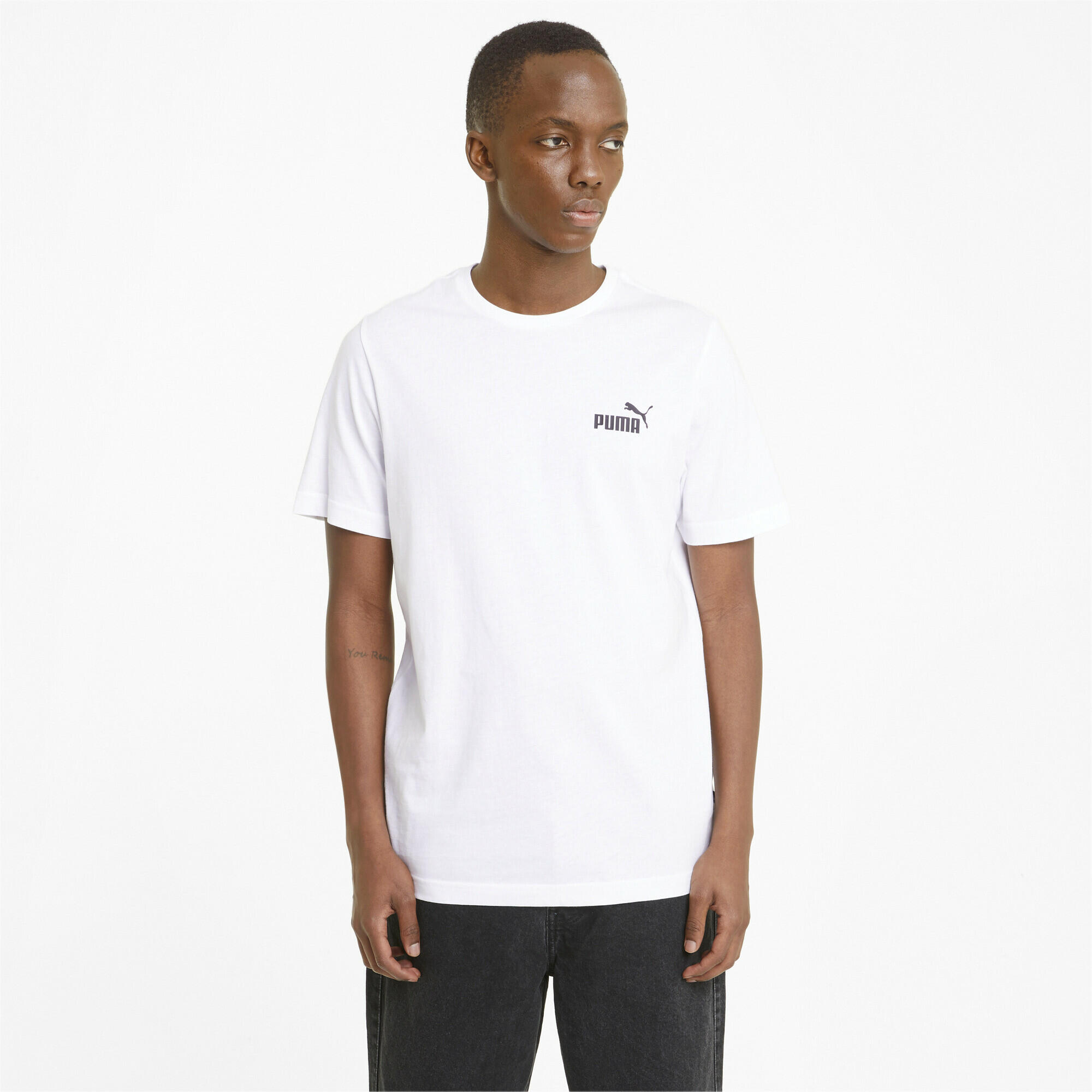 PUMA Mens Essentials Small Logo Tee T-Shirt - White 2/7