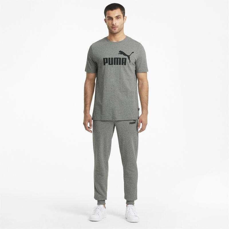 Essentials Logo T-shirt voor heren PUMA Medium Gray Heather