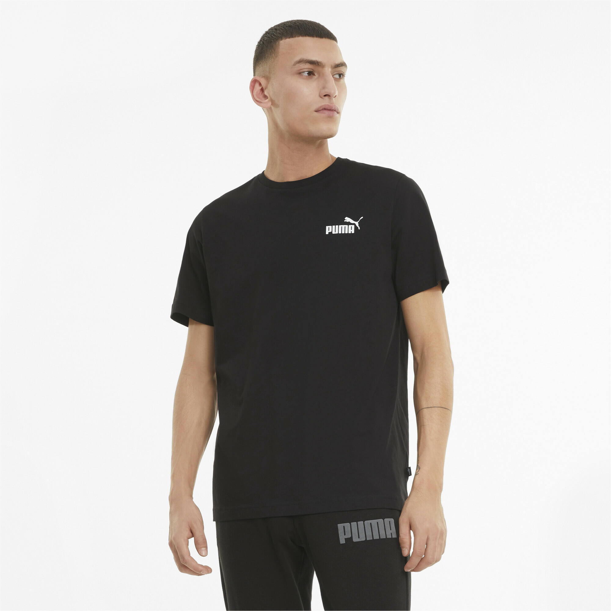 PUMA Mens Essentials Small Logo Tee T-Shirt - Black 2/7