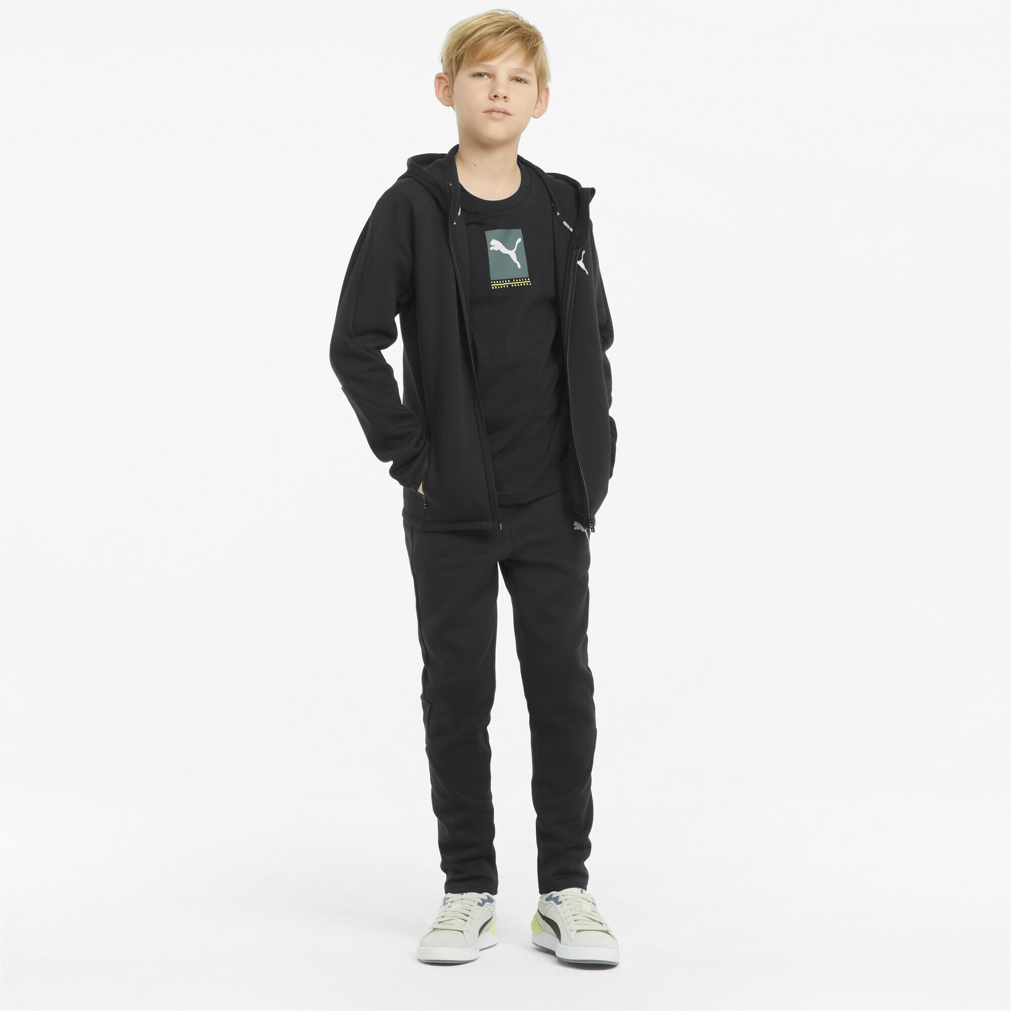 PUMA Kids Boys Evostripe Full-Zip Youth Hoodie Hooded Top - Preto 4/7