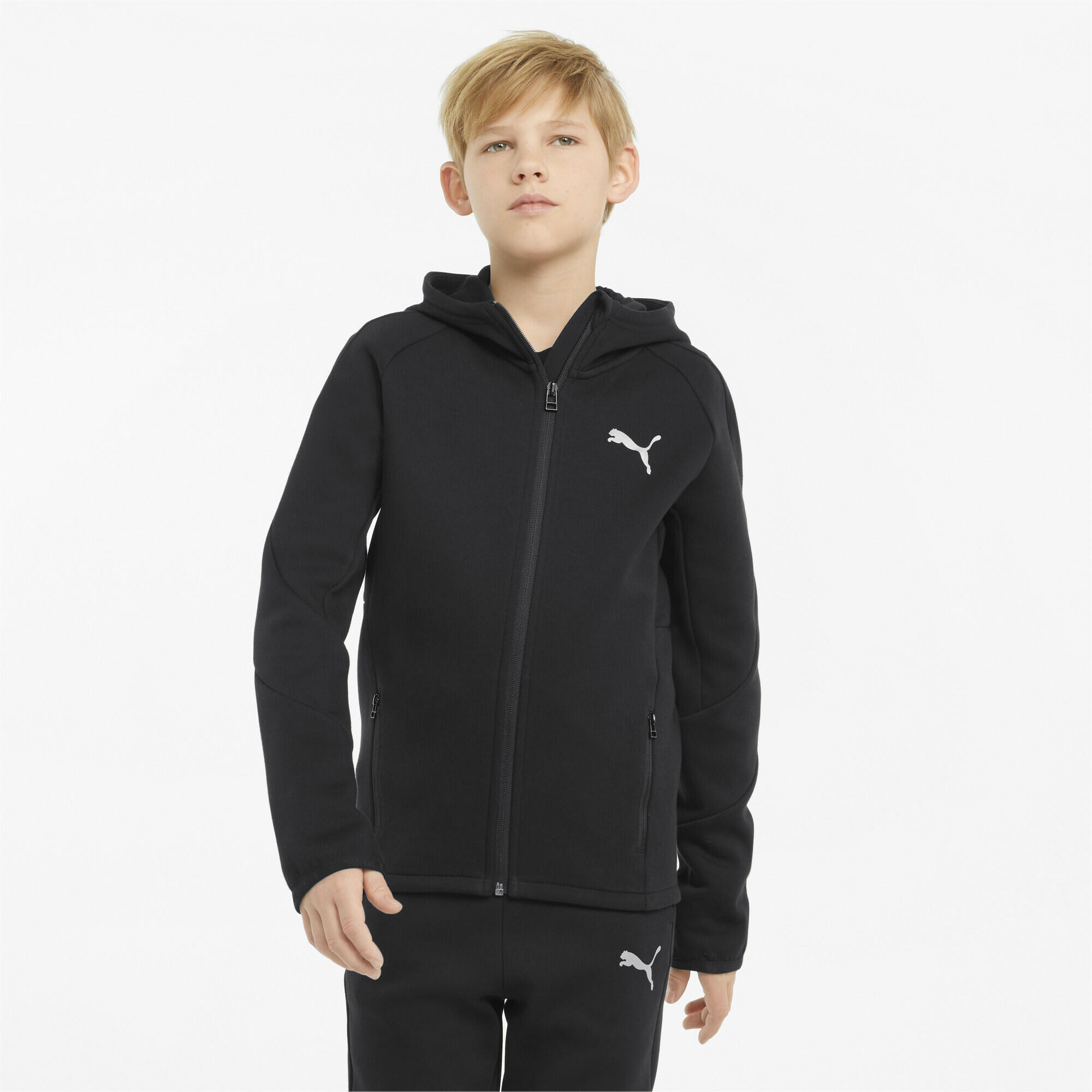 PUMA Kids Boys Evostripe Full-Zip Youth Hoodie Hooded Top - Preto 2/7