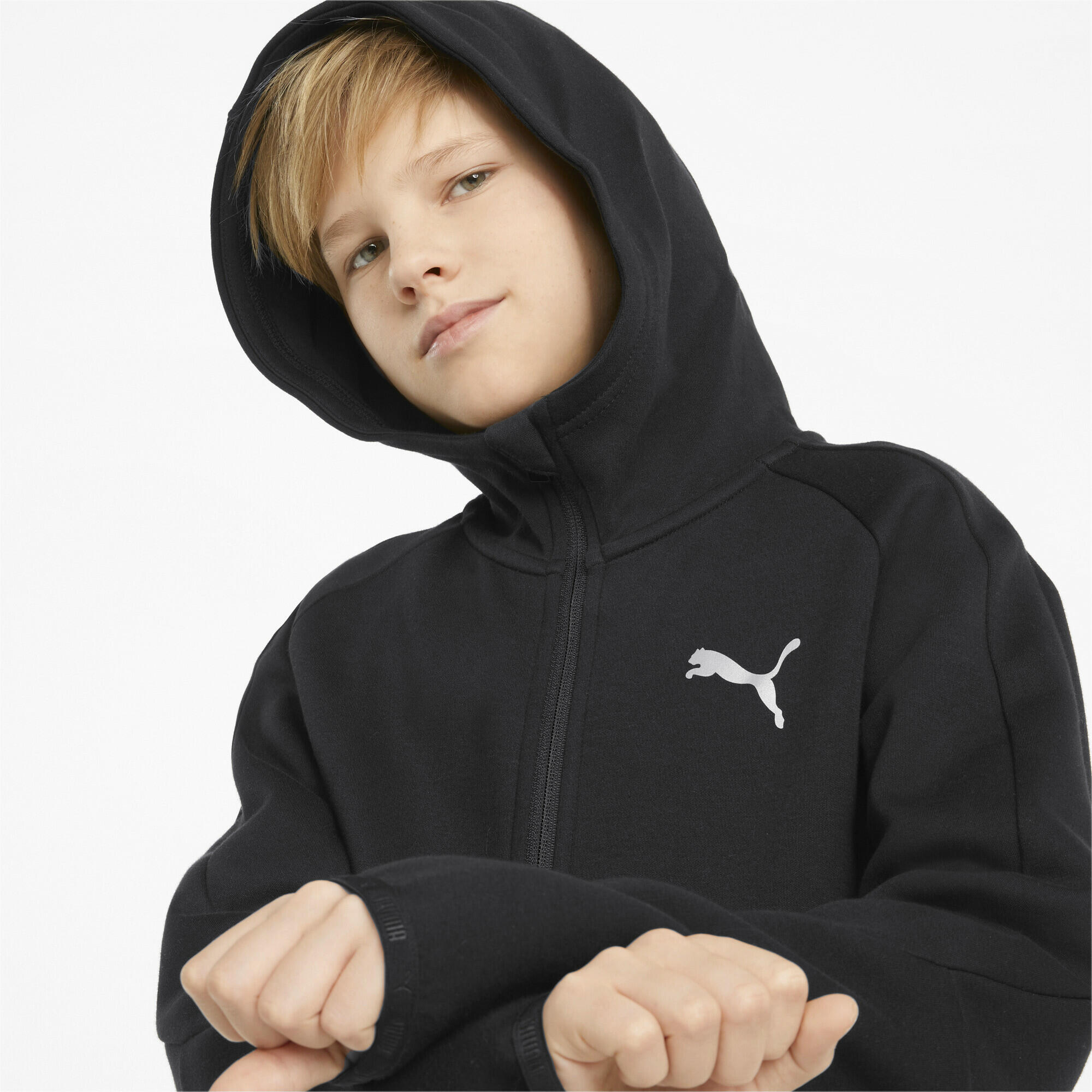 PUMA Kids Boys Evostripe Full-Zip Youth Hoodie Hooded Top - Preto 5/7