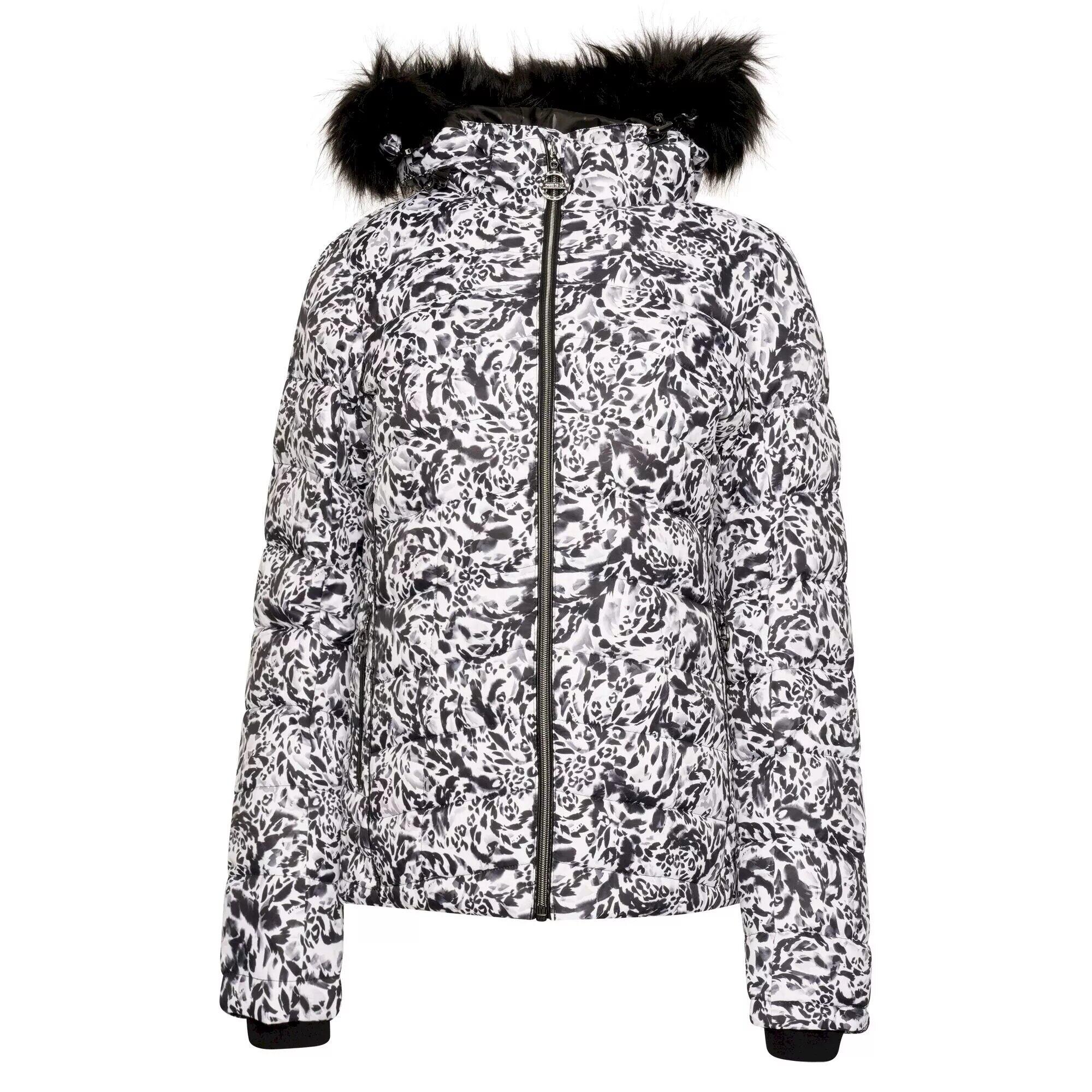 Womens/Ladies Glamorize III Leopard Print Padded Ski Jacket (Black/White) 1/4