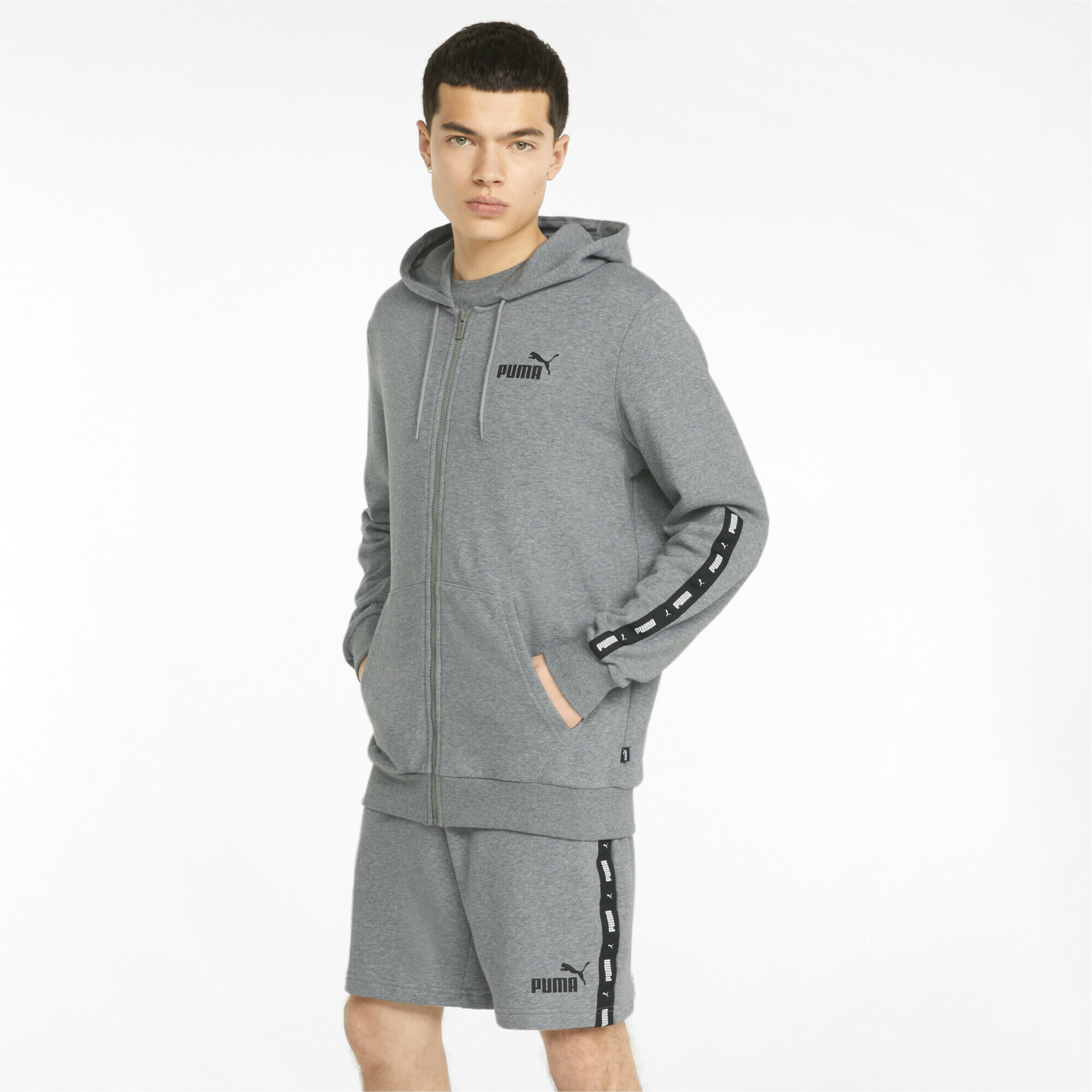 Essentials+ Herren Reißverschluss-Hoodie mit Logo-Tape PUMA 2/7