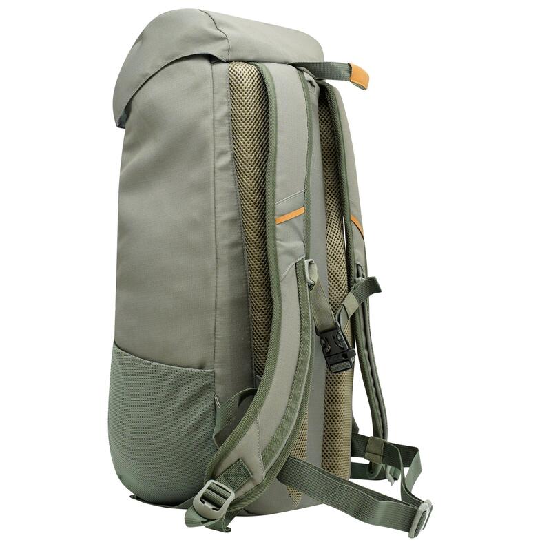 Mochila Offbeat de Bordes de Piel 25L Verde Ágave, Beige Dorado