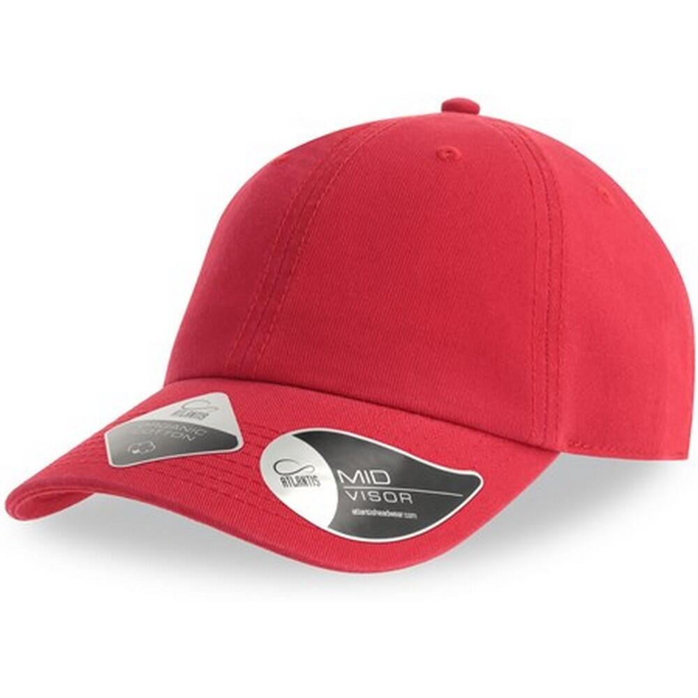 Unisex Adult Fraser 6 Panel Organic Cotton Baseball Cap (Red) 3/3