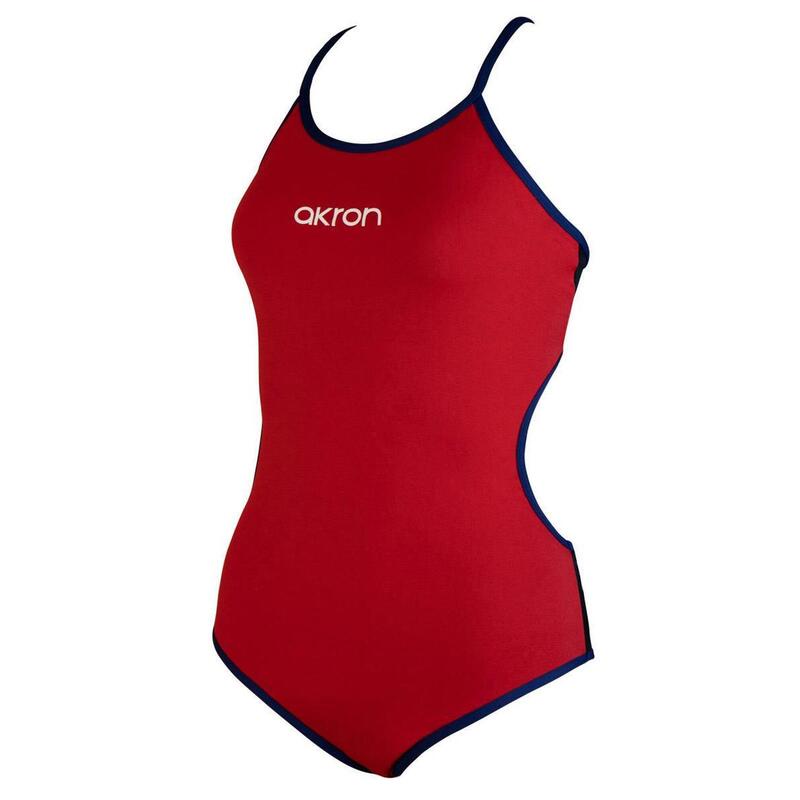 combinaison de natation bicolore Babele pour filles Akron - Rouge/Noir
