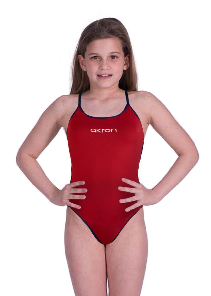 Akron Girls Babele Bicolour Swimsuit - Red / Black 1/5