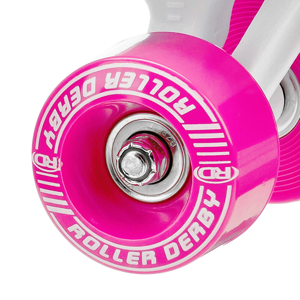 ROLLER DERBY FIRESTAR V2 CHILDRENS QUAD ROLLER SKATES - WHITE / PINK 4/4