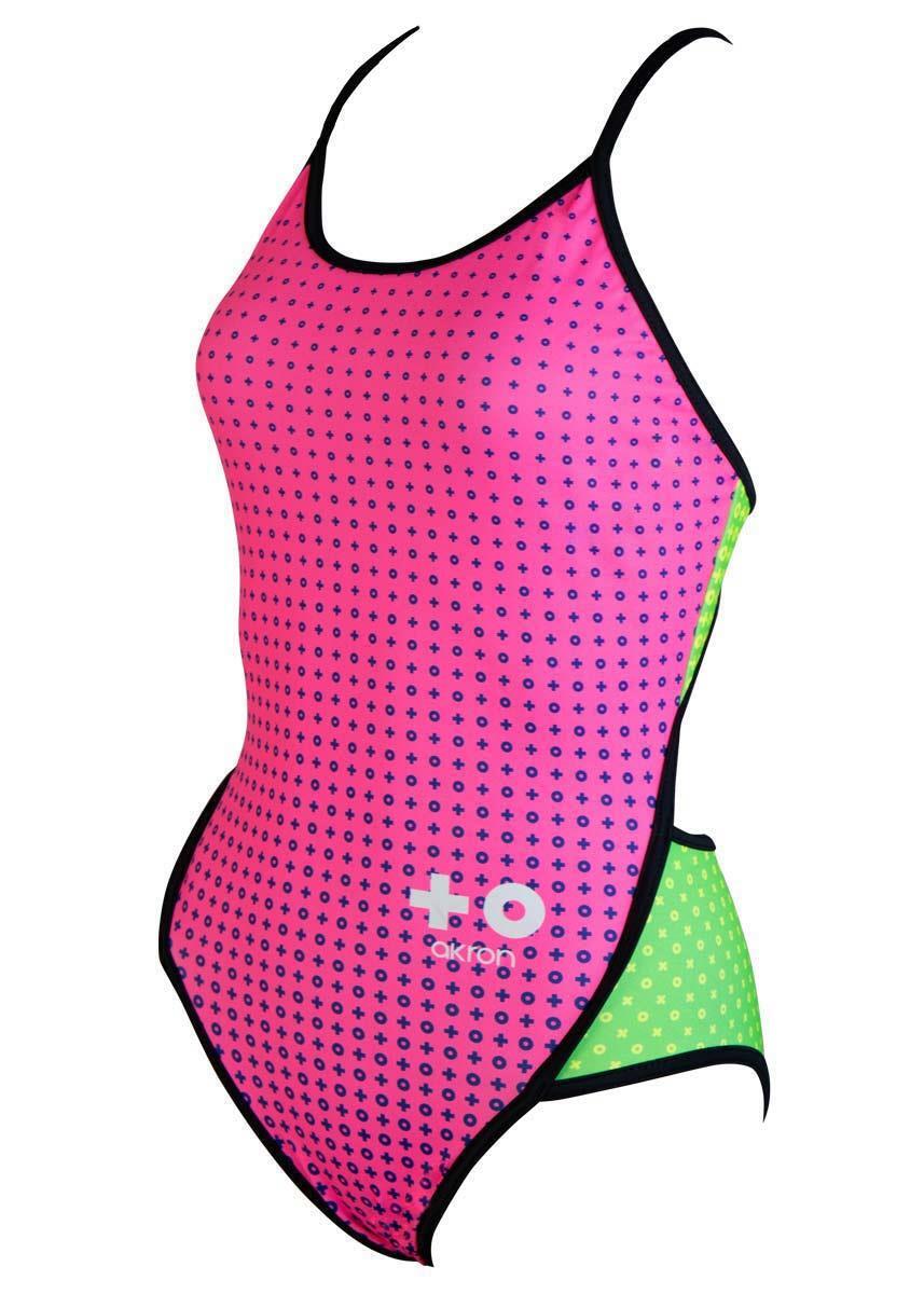 Akron Girls Babbit 4 Colours Swimsuit - Fuscia / Green 2/4