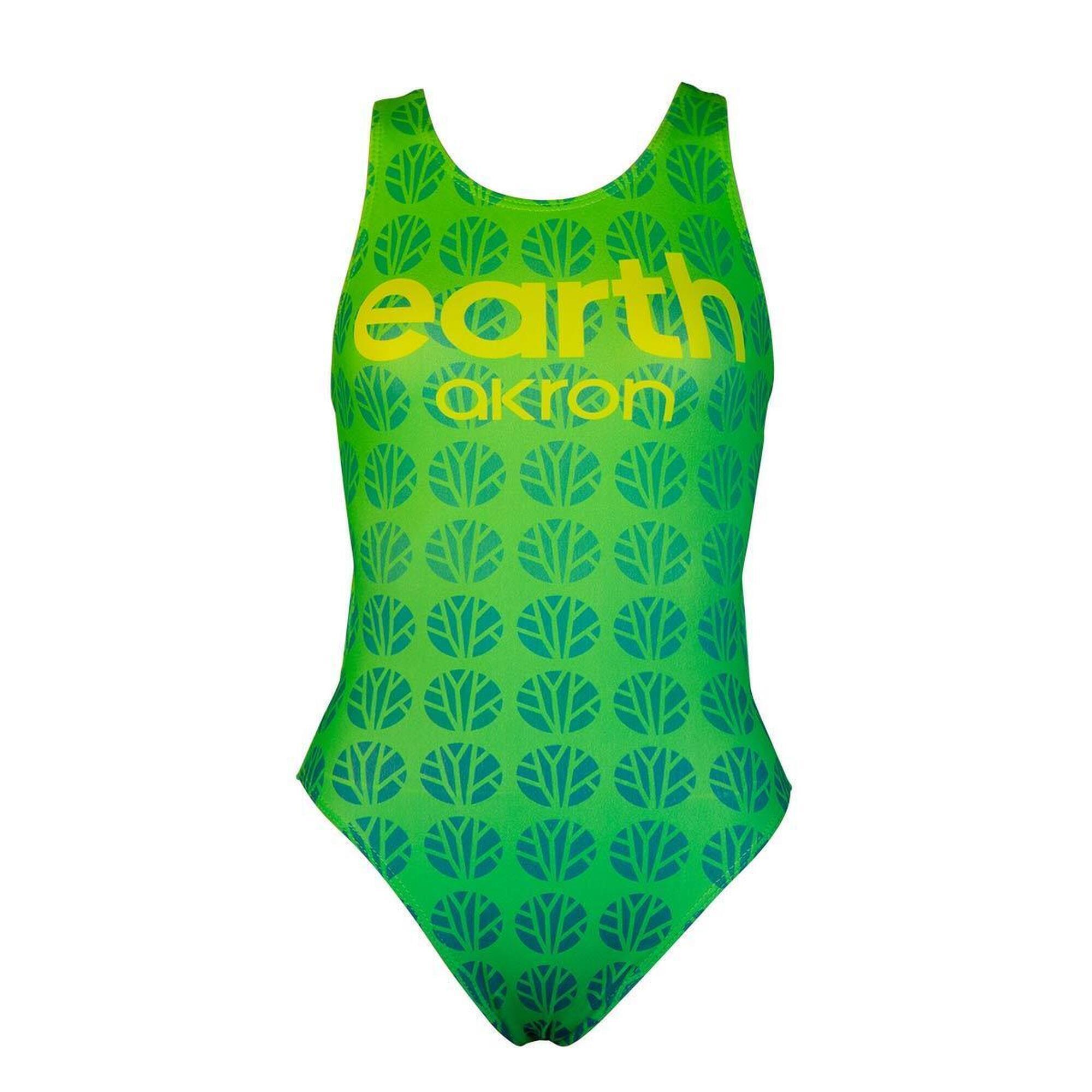 Akron Girl's Element Earth Swimsuit - Green 3/5