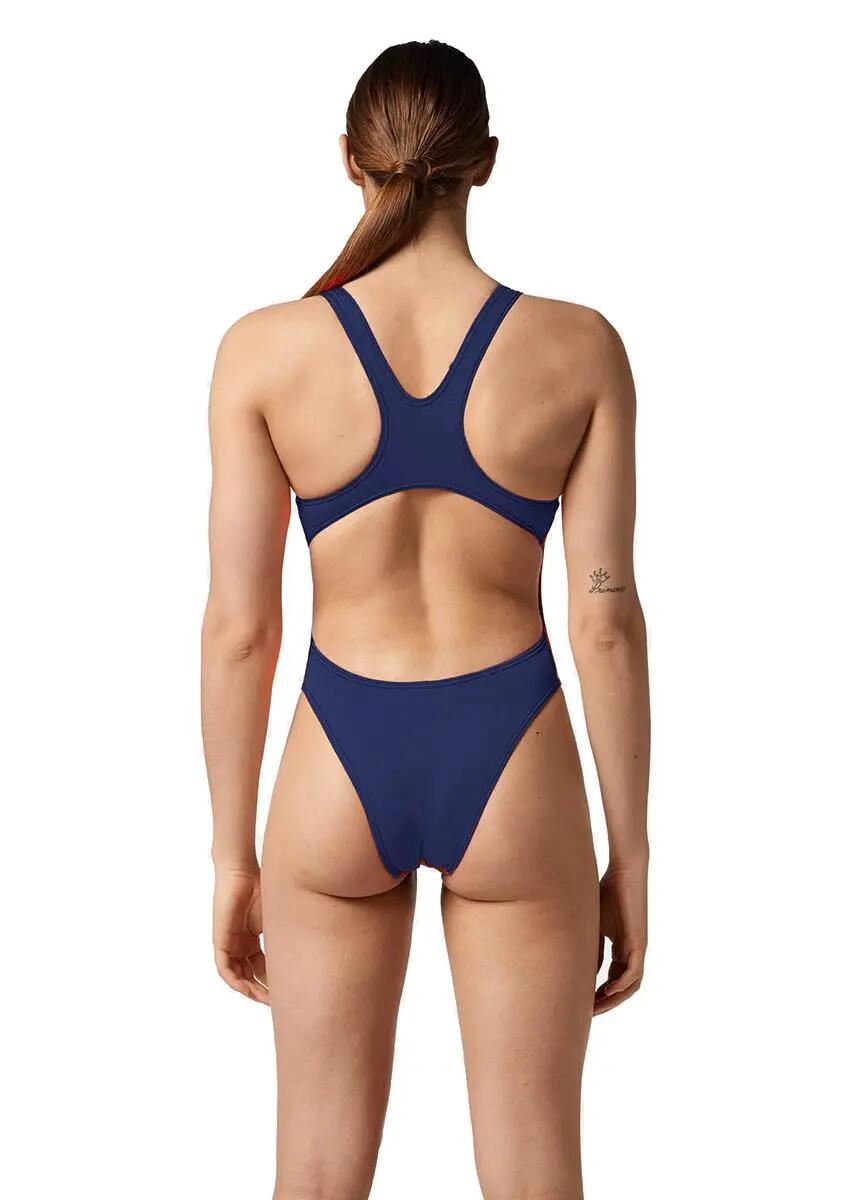 Akron Damesbadpak Babbitt Evo - Oranje/Marineblauw 2/6