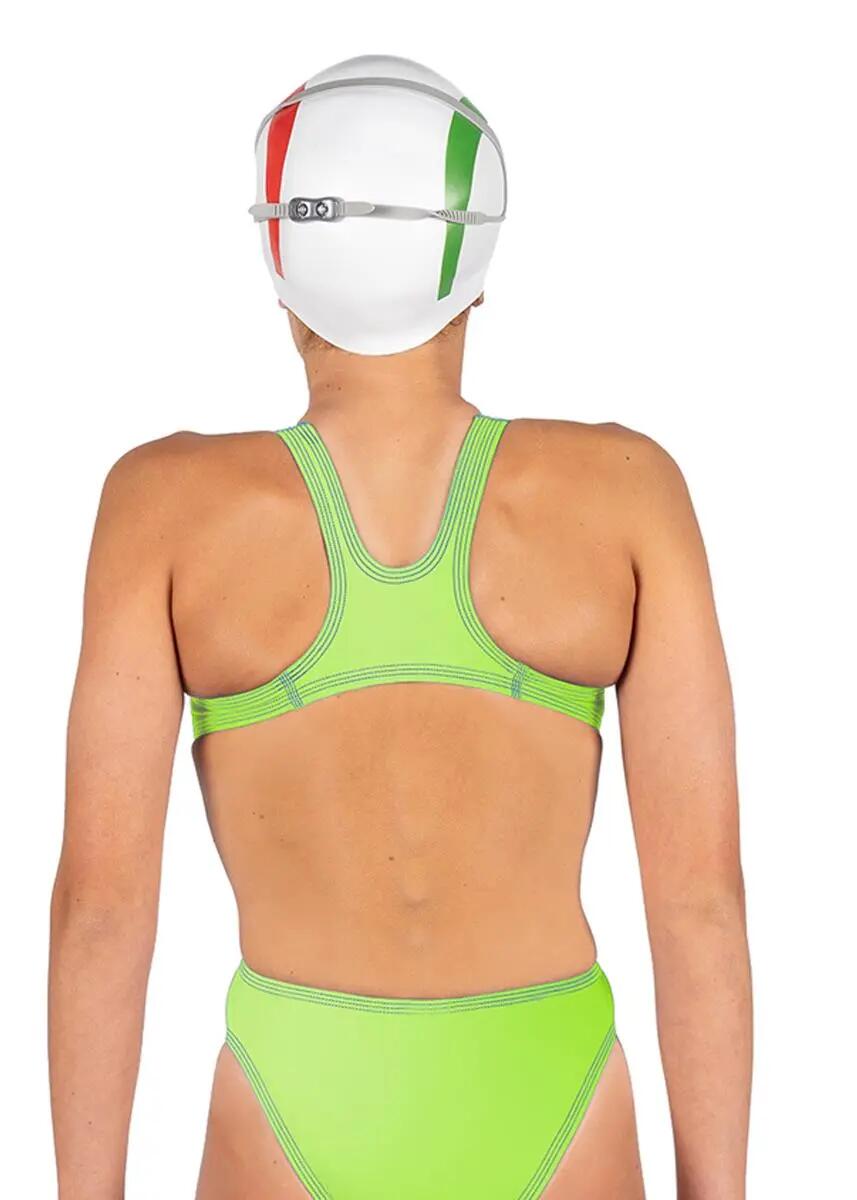 Akron Maillot de bain bicolore Babbitt Evo pour filles - Bleu / Vert fluo 2/5