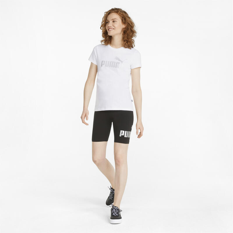 Tricou cu logo metalic Essentials+ Femei PUMA White Silver Metallic