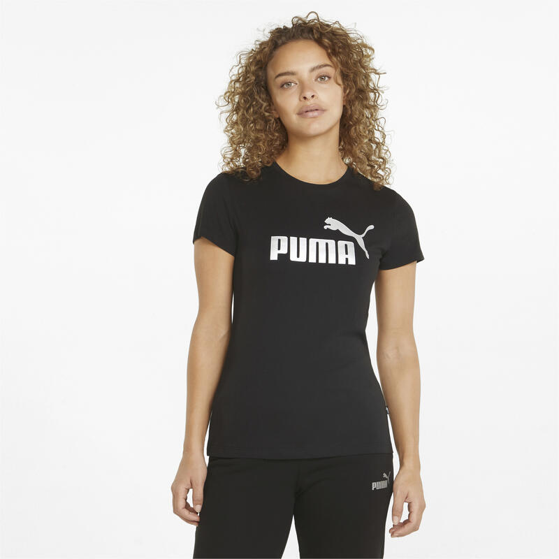 Camiseta Mujer PUMA Essentials+ Metallic Logo Negro