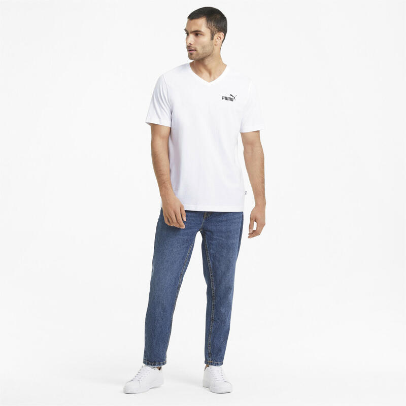 Essentials T-Shirt mit V-Ausschnitt Herren PUMA White