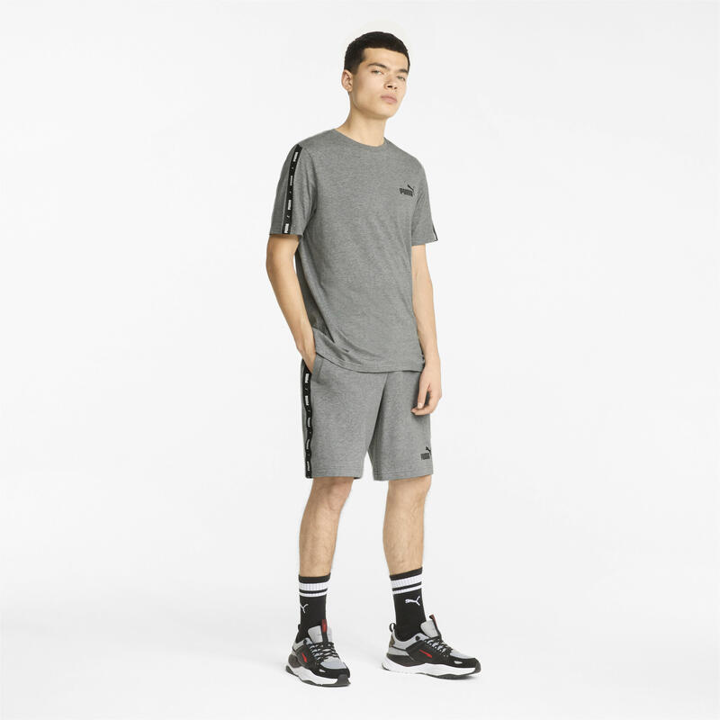 Essentials + T-Shirt mit Logo-Tape Erwachsene PUMA Medium Gray Heather