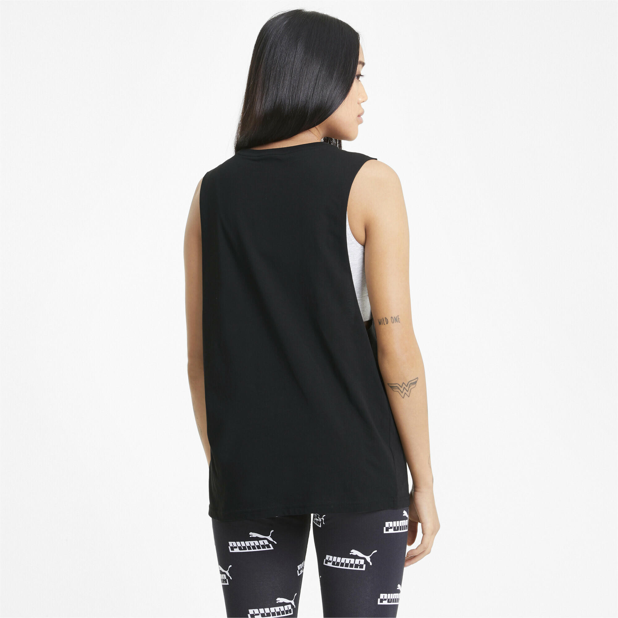 Tank top con bordi a taglio vivo e logo Essentials donna PUMA Black 3/5