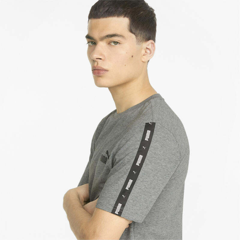 T-Shirt Essentials+ Tape PUMA para homem, cinzento médio, de penas