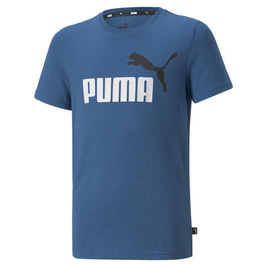 T-shirt con logo bicolore Essentials+ per ragazzi PUMA White Lime Sheen Green