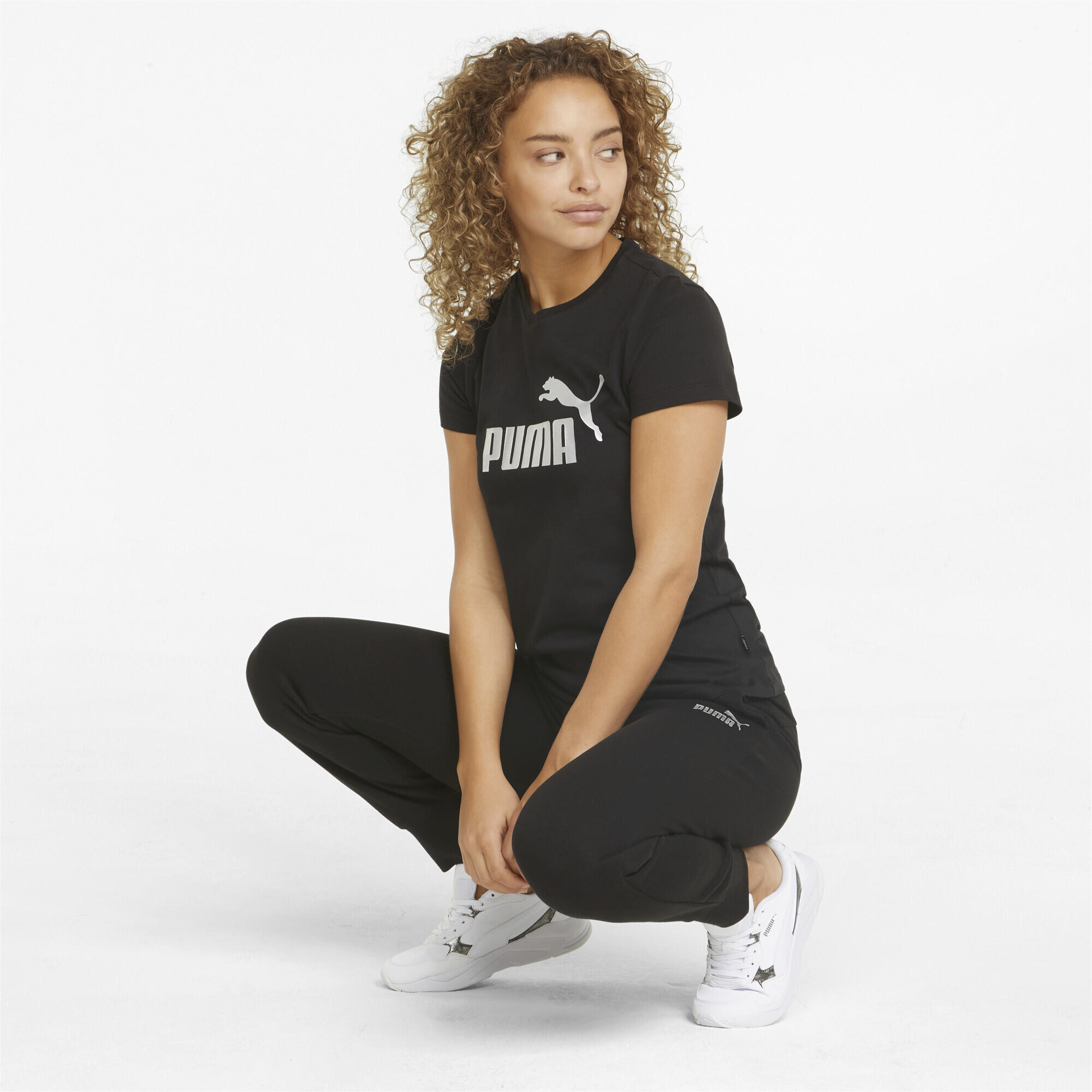 Camiseta Mujer PUMA Essentials+ Metallic Logo Negro 4/6
