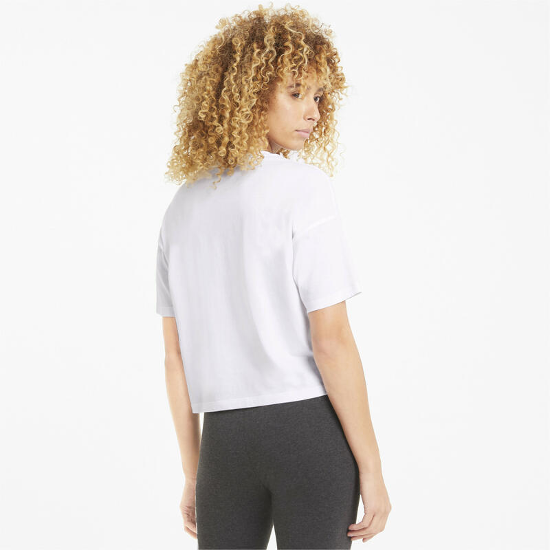 T-shirt corta con logo Essentials donna PUMA White