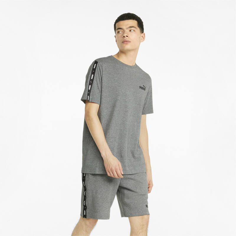 Essentials + T-Shirt mit Logo-Tape Erwachsene PUMA Medium Gray Heather