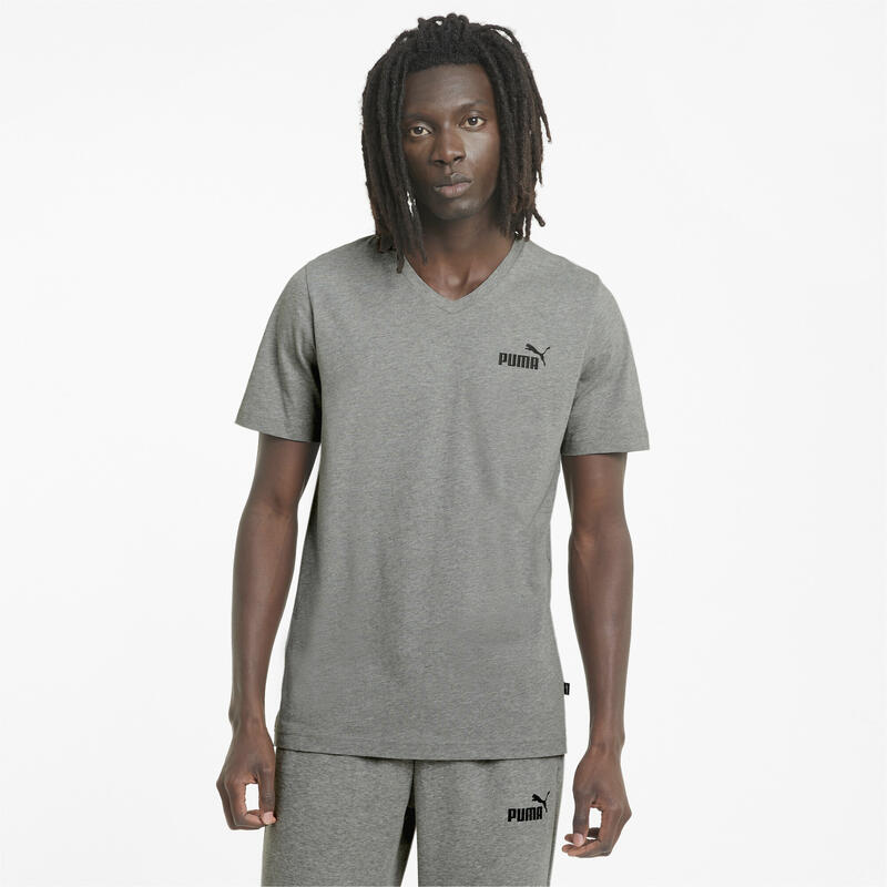 Essentials T-shirt met V-hals heren PUMA Medium Gray Heather