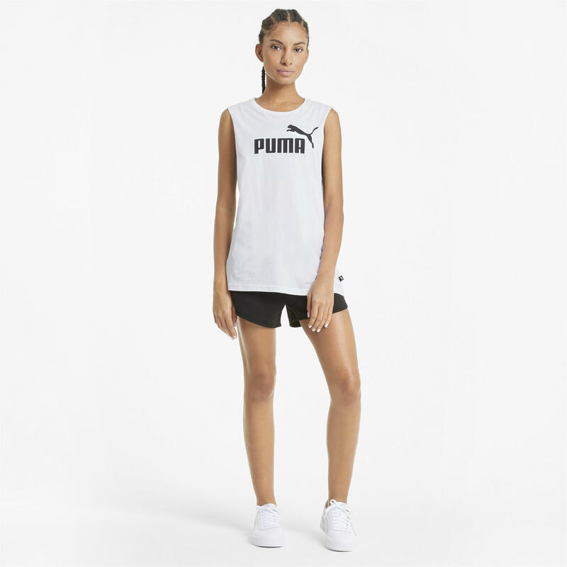 Camiseta sin mangas Mujer PUMA Cut Off Essentials Logo Blanco