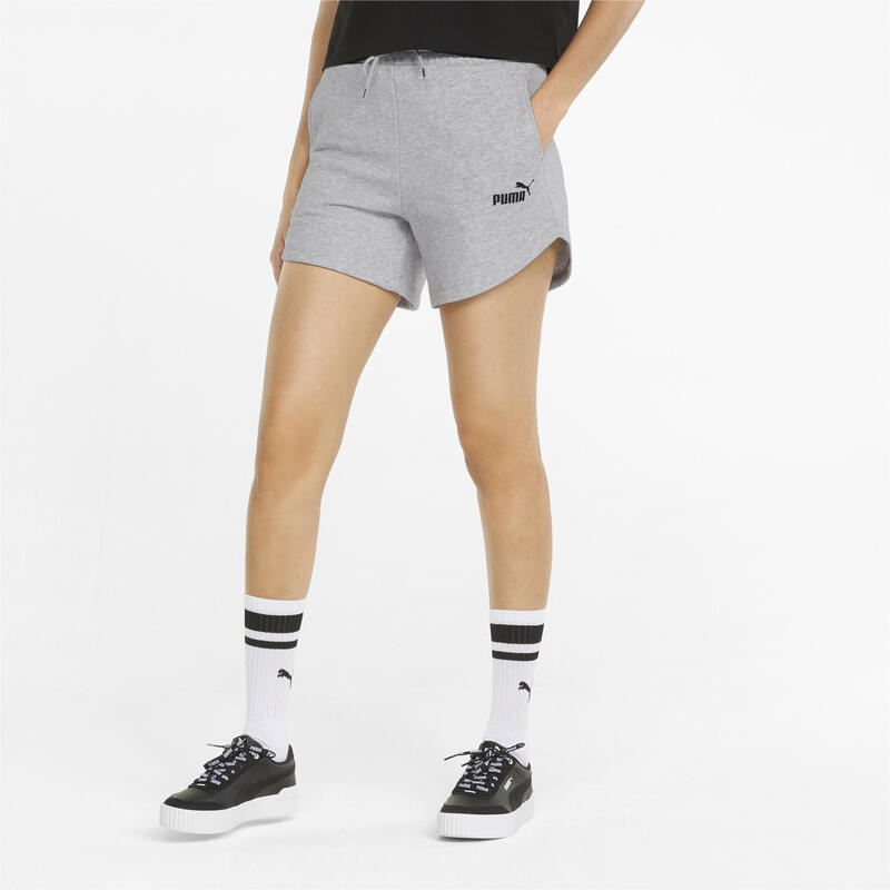 Essentials short met hoge taille voor dames PUMA Light Gray Heather