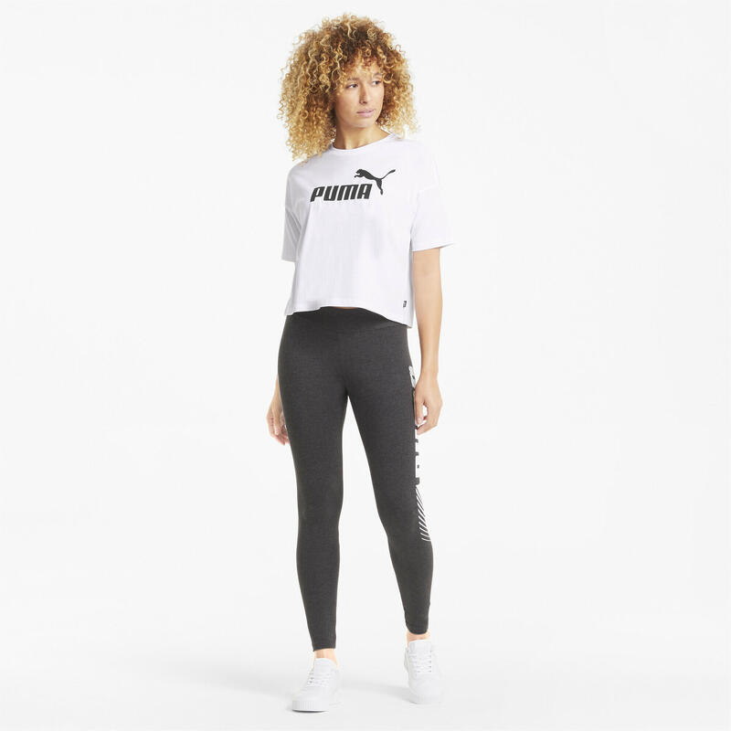 Essentials Logo cropped T-shirt dames PUMA White