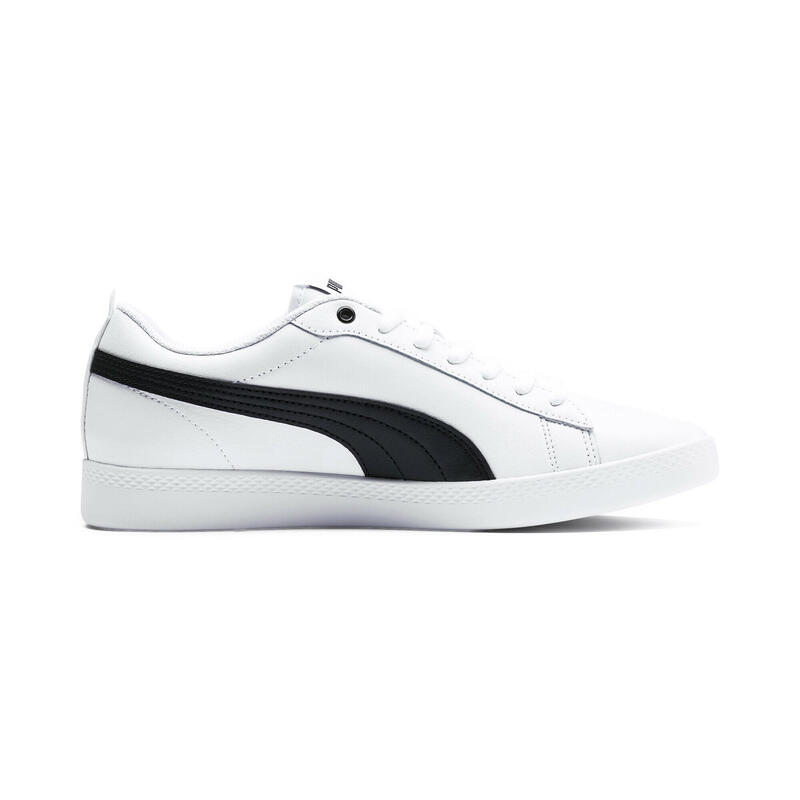 Smash v2 leren sportschoenen voor dames PUMA White Black