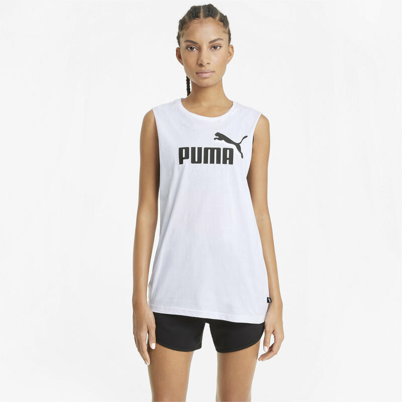 Camiseta sin mangas Mujer PUMA Cut Off Essentials Logo Blanco