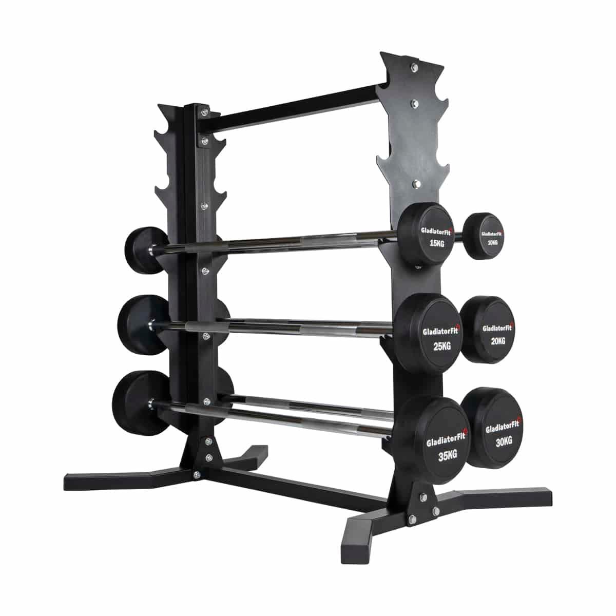 Portaoggetti in acciaio per 10 manubri lunghi in gomma GladiatorFit 2/5