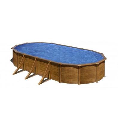 Piscine ovale Pacific 730 x 375 x 120 cm en acier aspect bois
