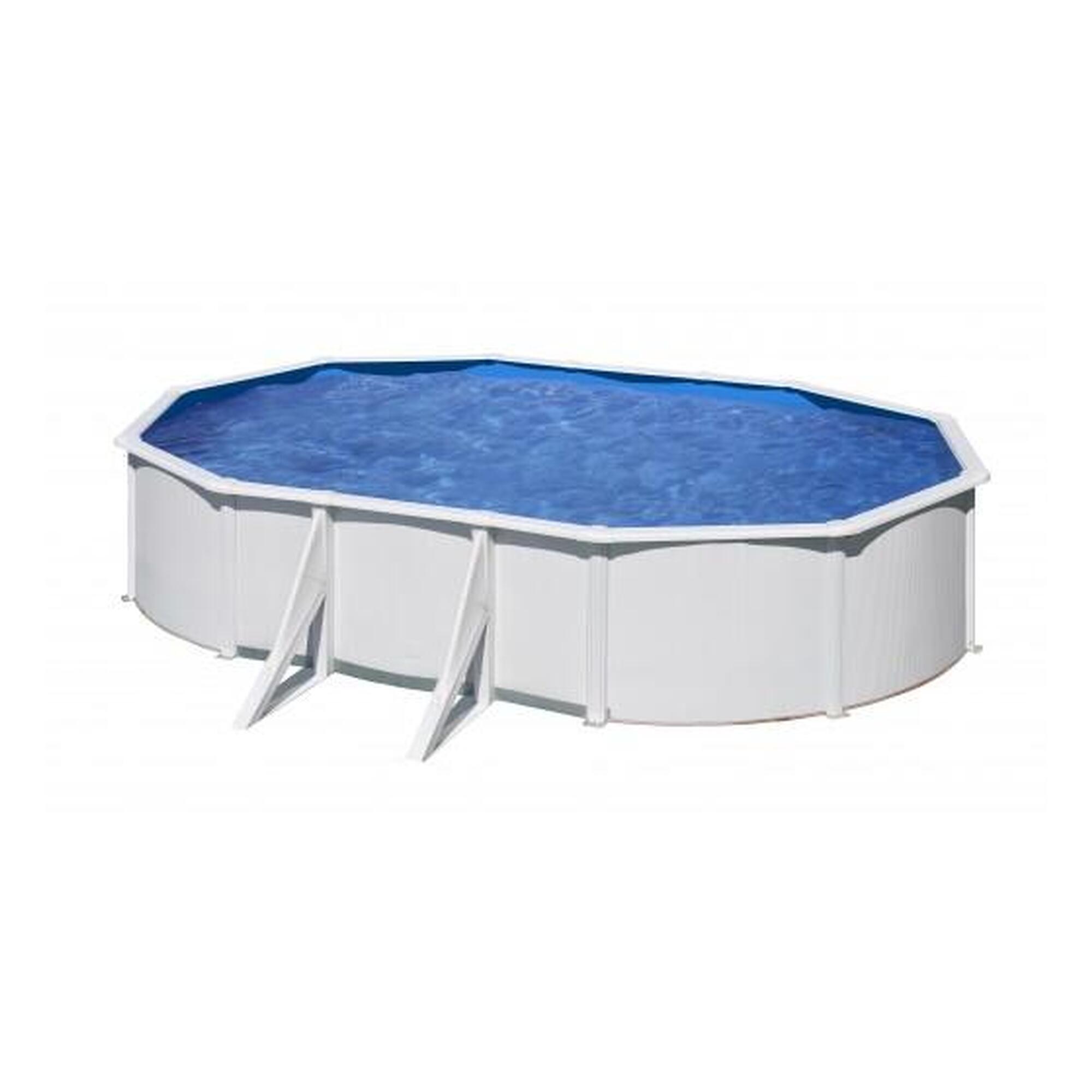Gre - Piscine Ovale À Parois En Acier Blanc Atlantis 610 X 375 X 132 Cm - Piscine - Blanc - Taille Unique - Decathlon