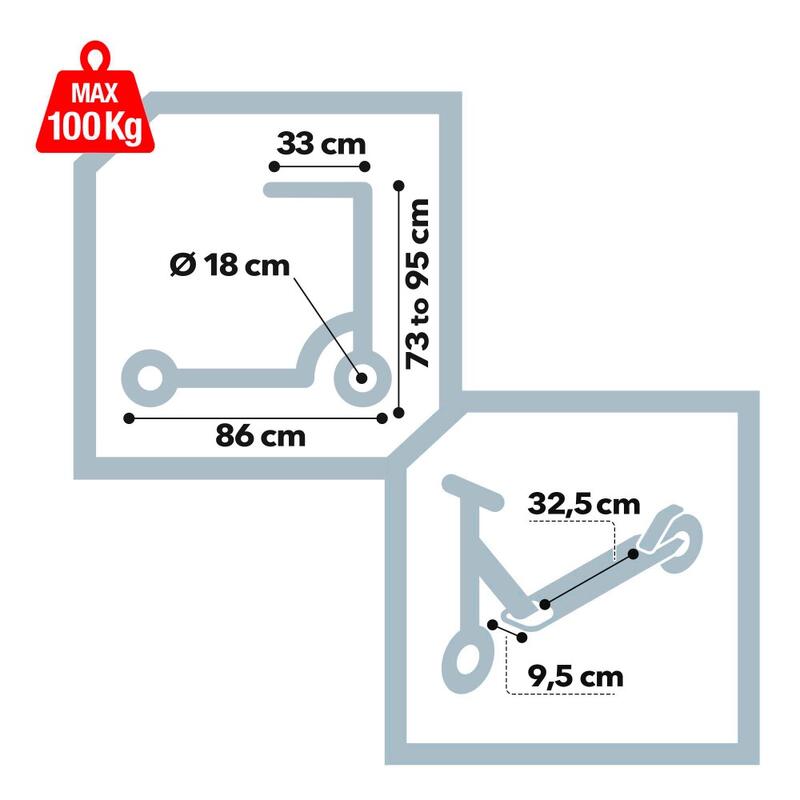 Patinete para niños 3 años patinete plegable aluminio 2 ruedas 18 cm CB Riders