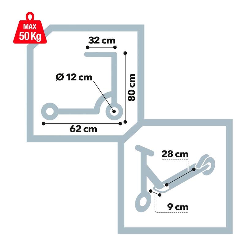 Patinete para niños 3 años patinete plegable aluminio 2 ruedas 12 cm CB Riders