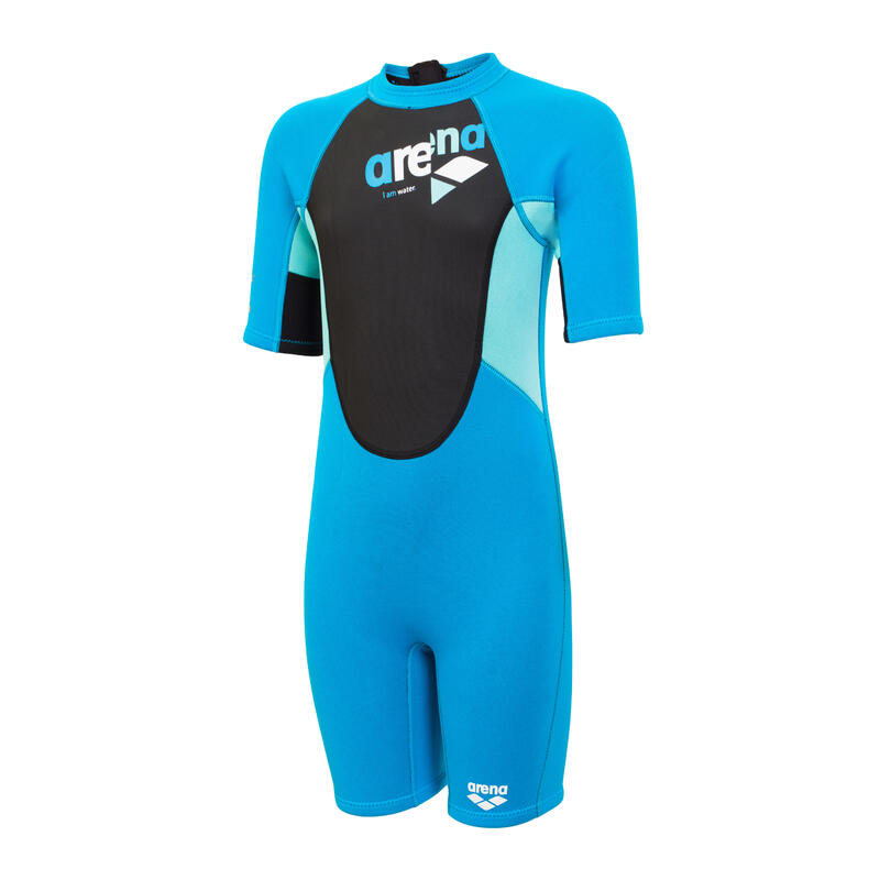 KIDS UNISEX SWIMWEAR COLOR FUN SHORT SLEEVES 2mm WETSUIT - BLUE