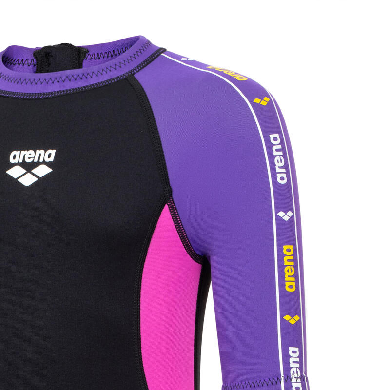 小童中性泳裝 COLOR FUN 短袖2mm連身保暖衣 - 深紫色