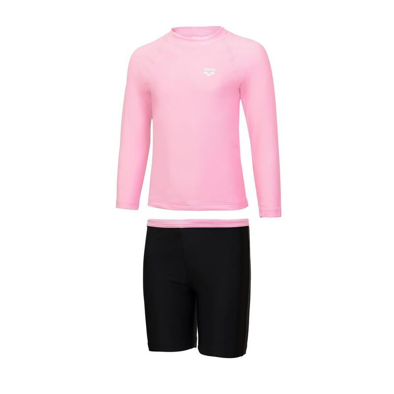 KIDS UNISEX SWIMWEAR BASIC LONG SLEEVE SUN PROTECTION SET - PINK