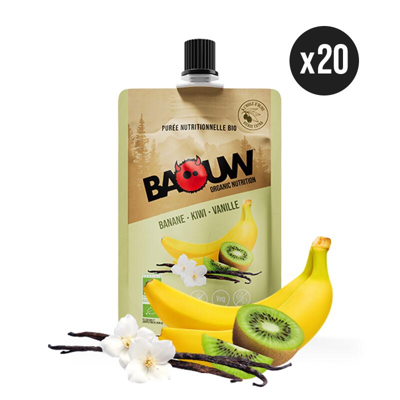 Pack x20 Purées nutritionnelles bio fruitées Banane-Kiwi-Vanille 90g