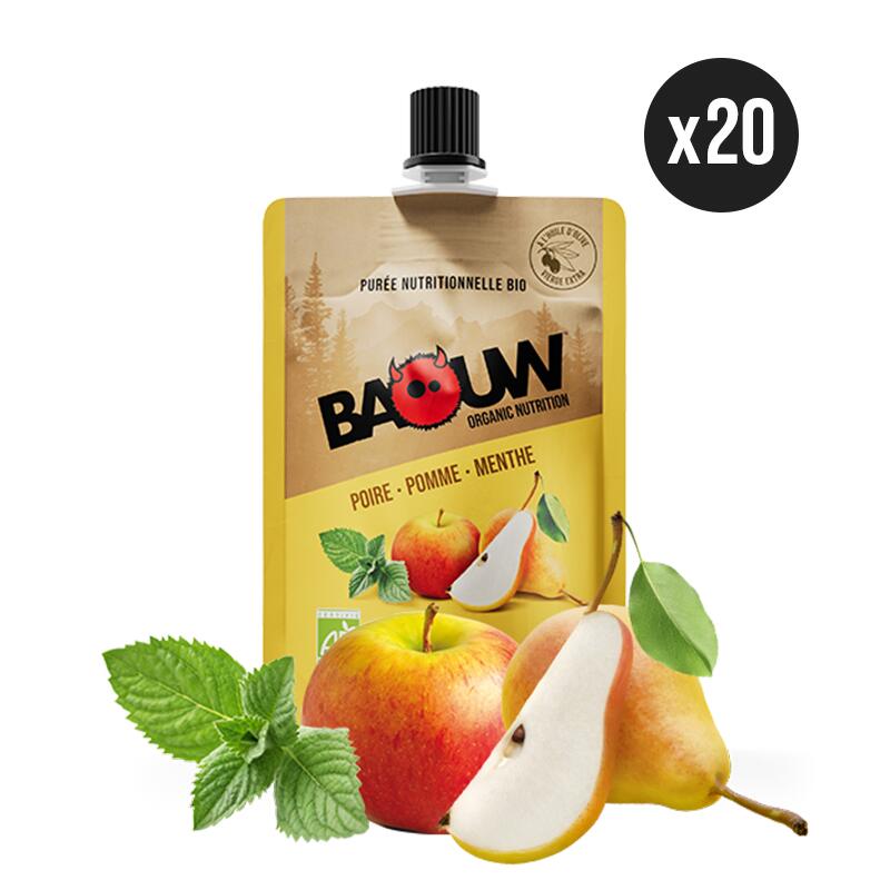 Pack x20 Purées nutritionnelles bio fruitées Poire-Pomme-Menthe 90g