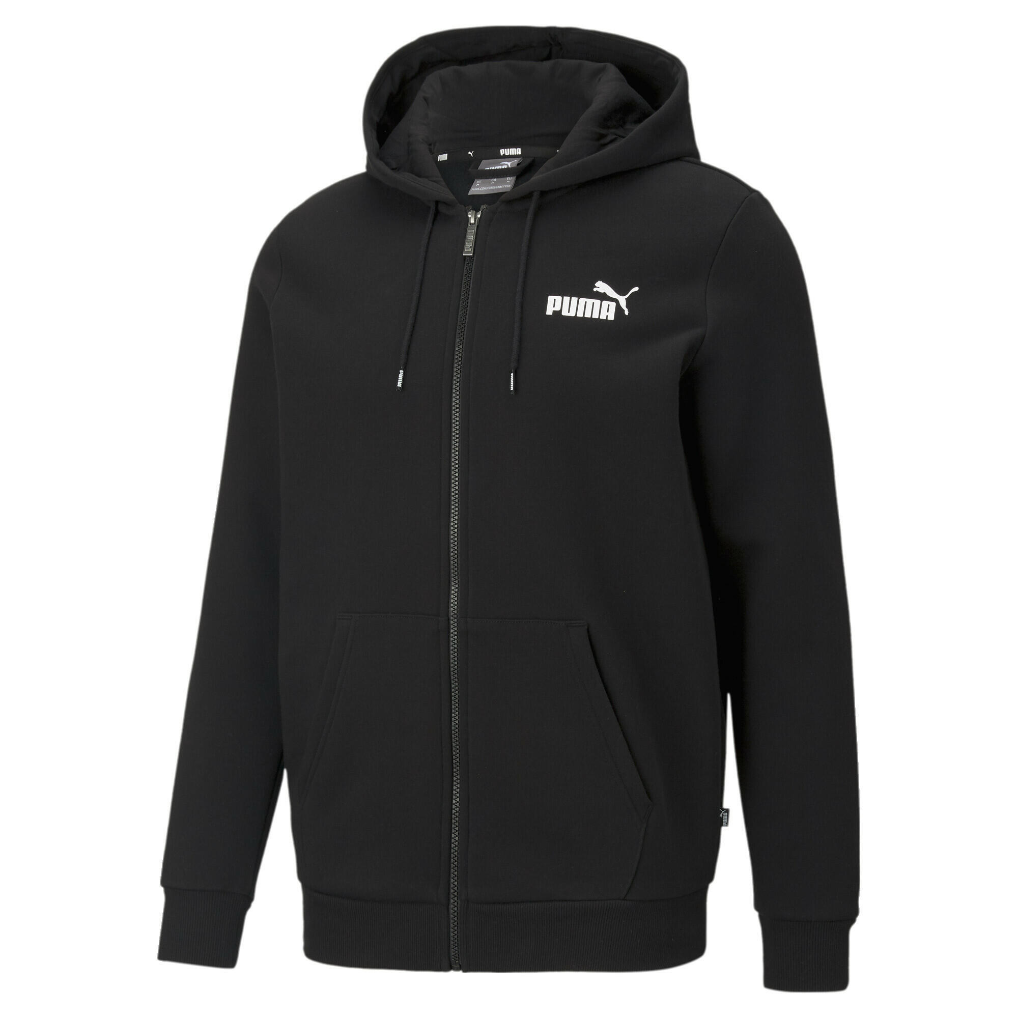 Puma Mens Essentials Full-zip Logo Hoodie Hooded Top - Black ...