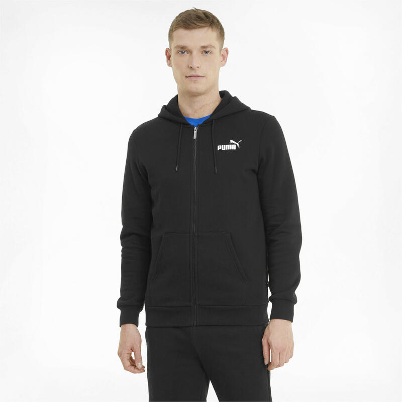 Pulóver Puma Essentials Full-Zip Logo, Fekete, Férfiak