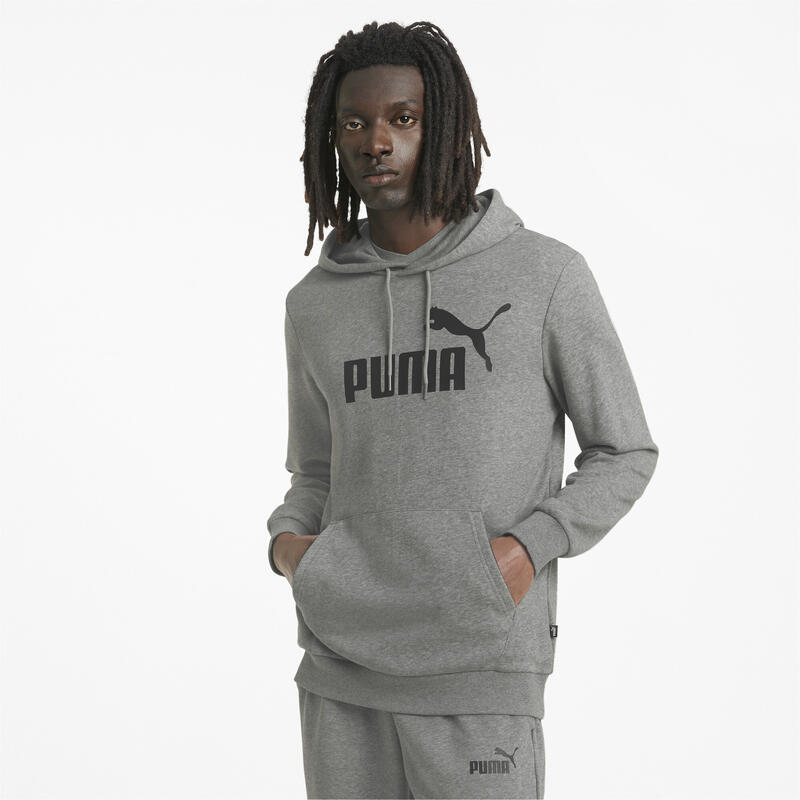 Essentials hoodie met groot logo voor heren PUMA Medium Gray Heather